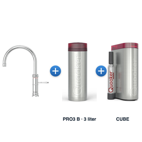 Quooker Classic Fusion Round Chroom met PRO3 B-reservoir en CUBE