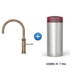 Quooker Classic Fusion Round Messing Patina met COMBI+ B-reservoir