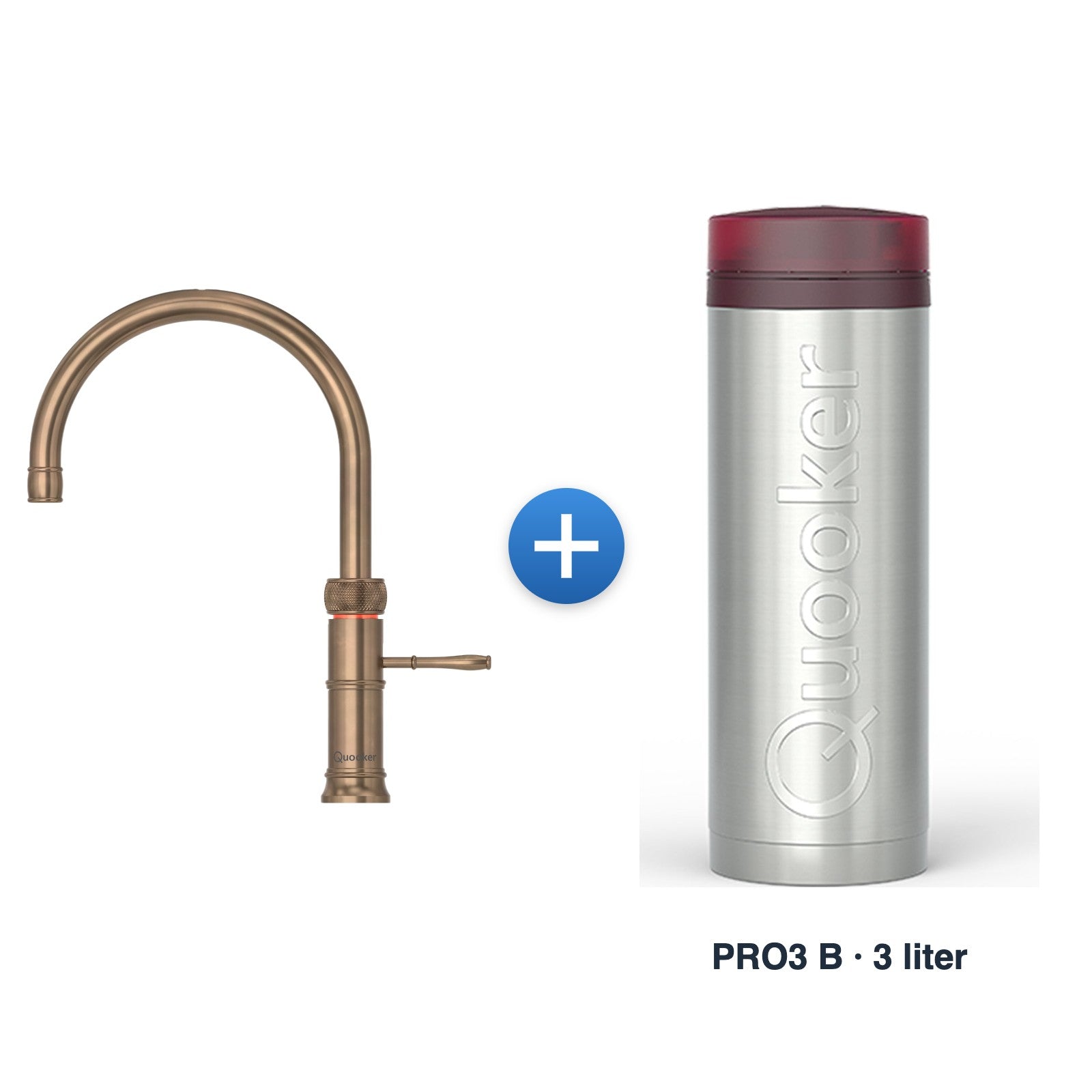 Quooker Classic Fusion Round Messing Patina met PRO3 B-reservoir