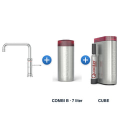 Quooker Classic Fusion Square Chroom met COMBI B-reservoir en CUBE