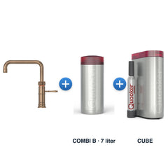 Quooker Classic Fusion Square Messing Patina met COMBI B-reservoir en CUBE