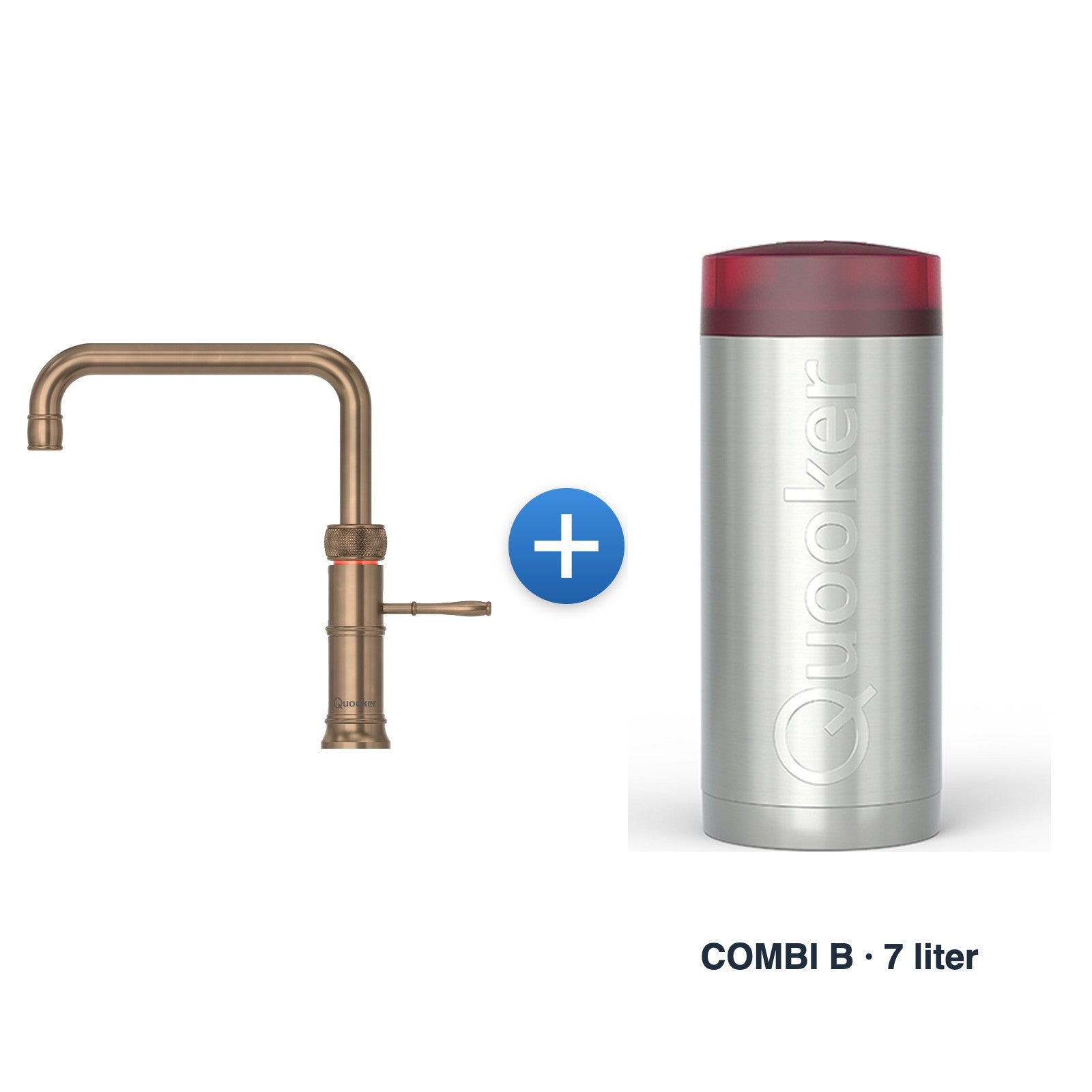 Quooker Classic Fusion Square Messing Patina met COMBI B-reservoir