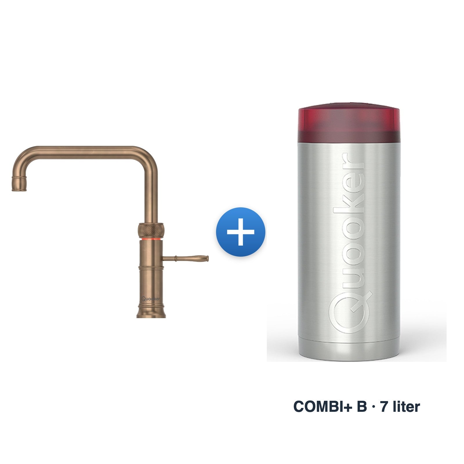 Quooker Classic Fusion Square Messing Patina met COMBI+ B-reservoir
