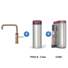 Quooker Classic Fusion Square Messing Patina met PRO3 B-reservoir en CUBE
