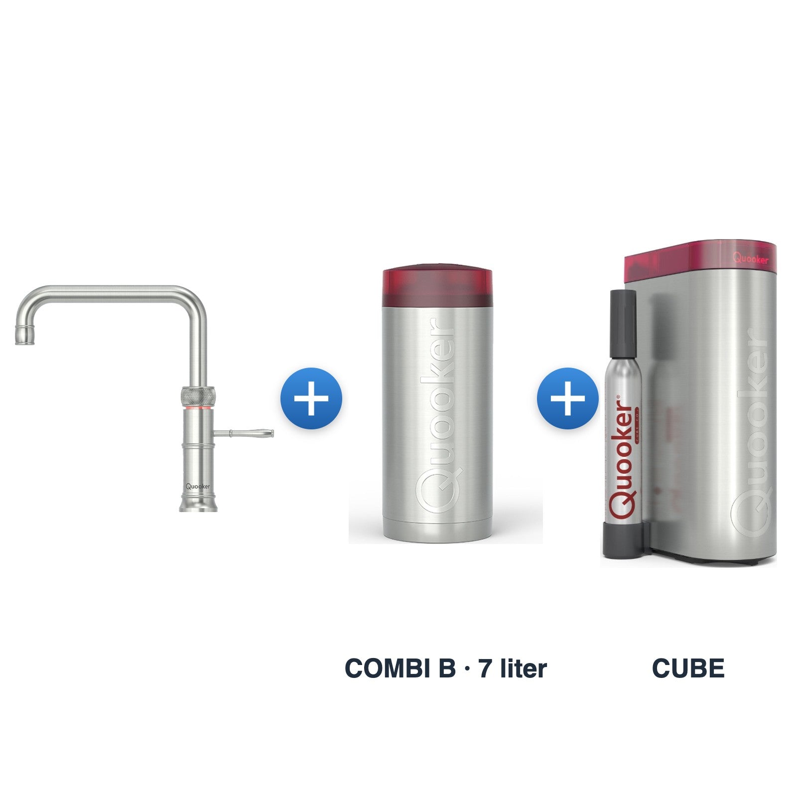 Quooker Classic Fusion Square RVS met COMBI B-reservoir en CUBE