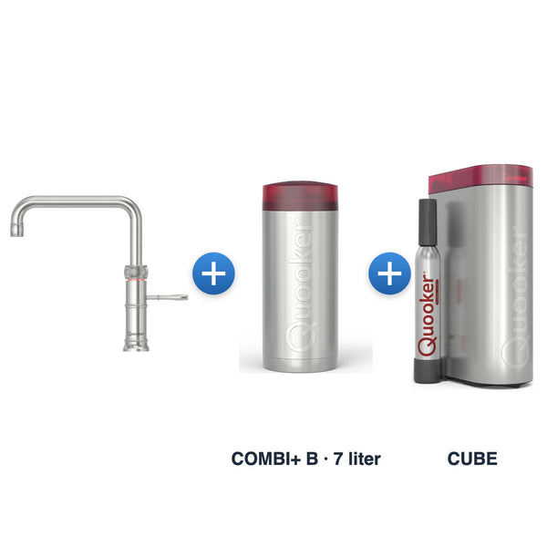 Quooker Classic Fusion Square RVS met COMBI+ B-reservoir en CUBE