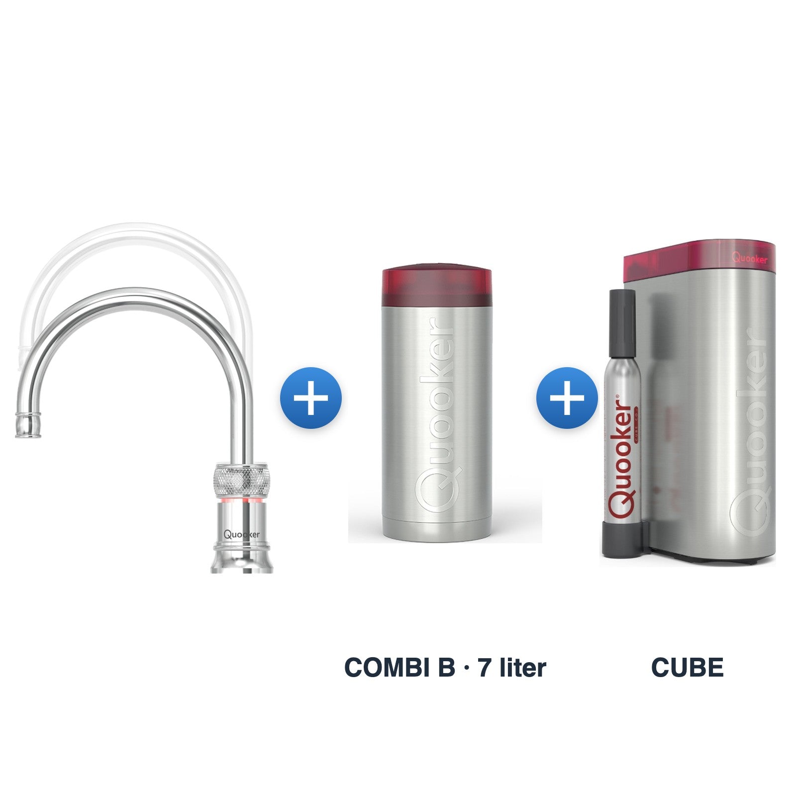 Quooker Classic Nordic Chroom met COMBI B-reservoir en CUBE