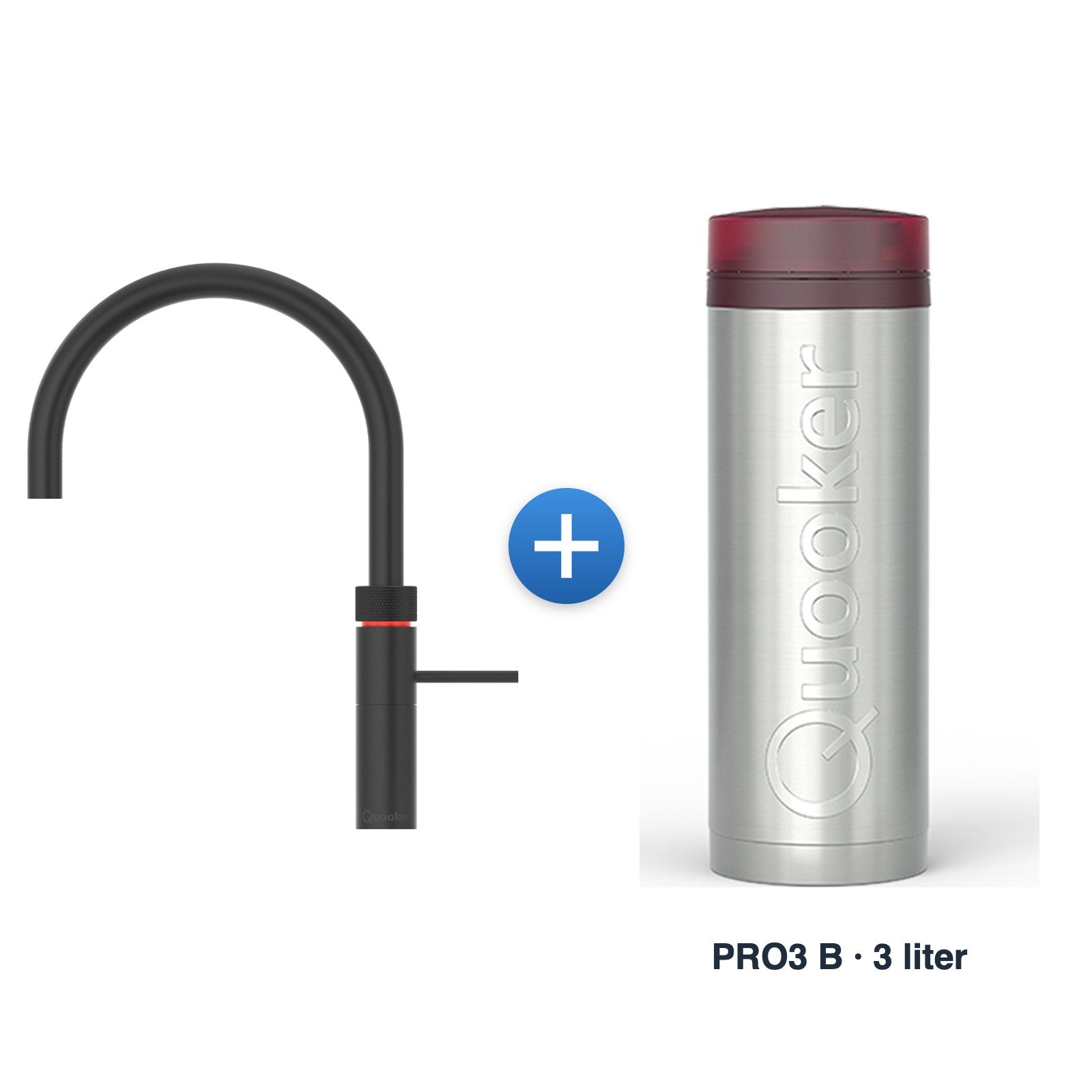 Quooker Fusion Round zwart met PRO3 B reservoir