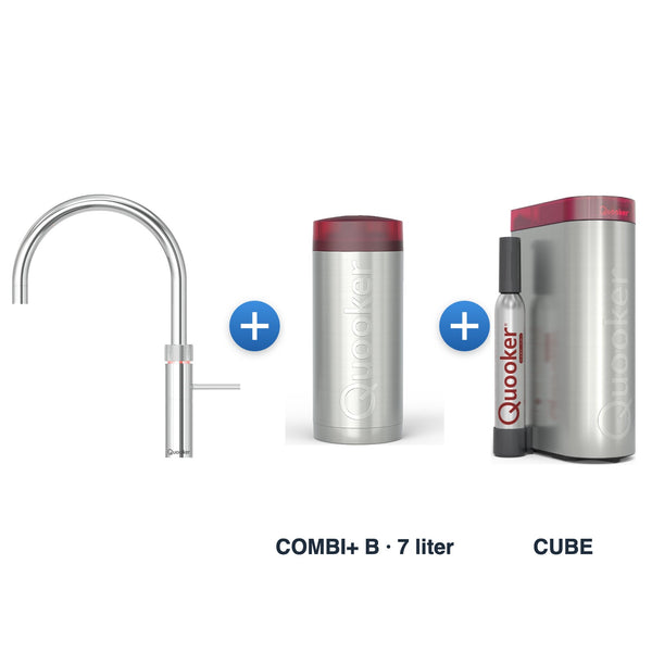 Quooker Fusion Round Chroom met COMBI+ B reservoir en CUBE