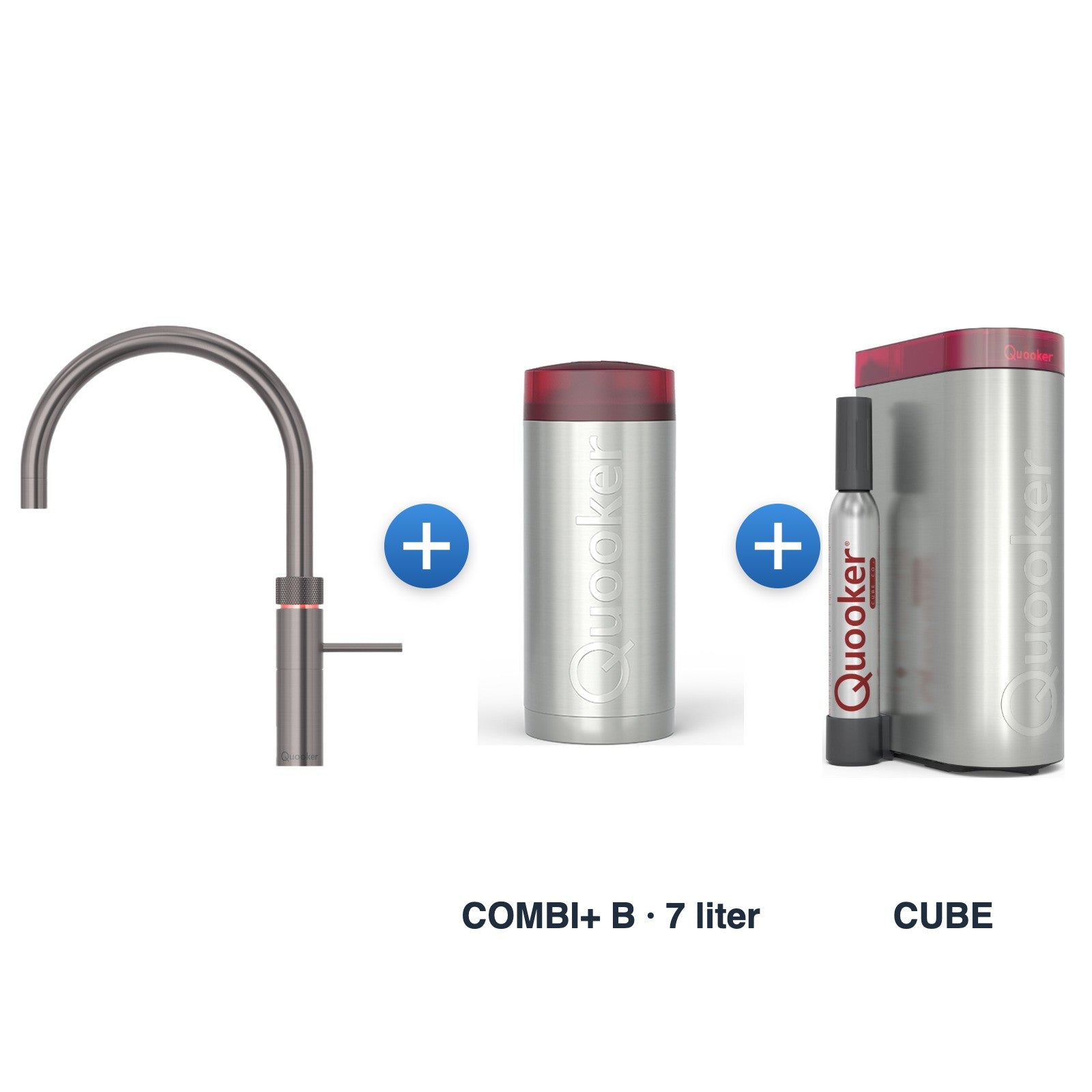Quooker Fusion Round Gun Metal met COMBI+ B reservoir en CUBE