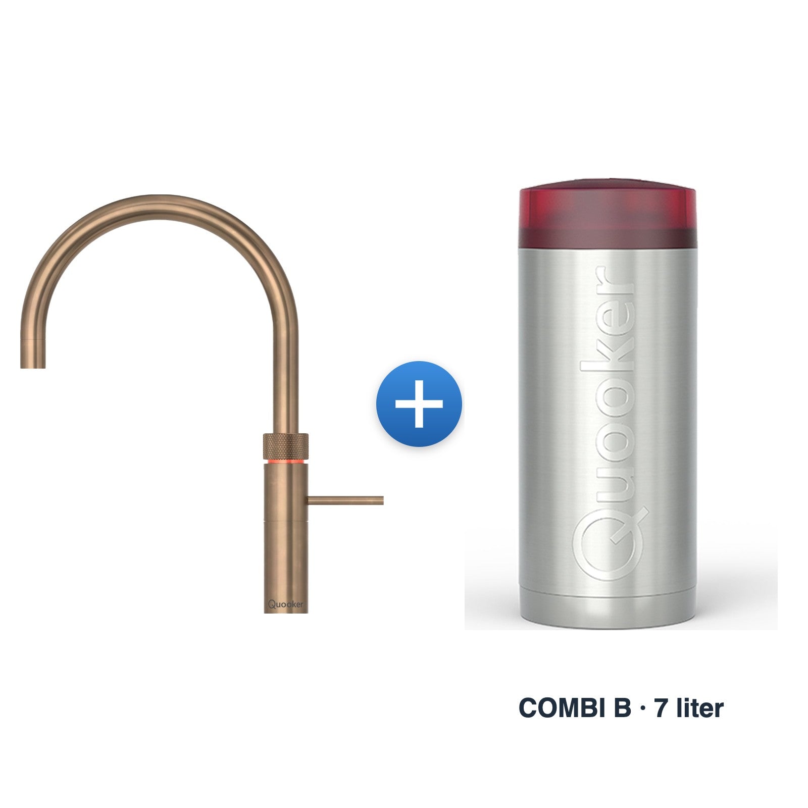 Quooker Fusion Round messing patina met COMBI B reservoir