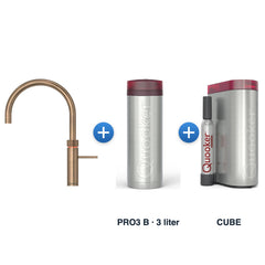 Quooker Fusion Round Messing Patina met PRO3 B reservoir en CUBE