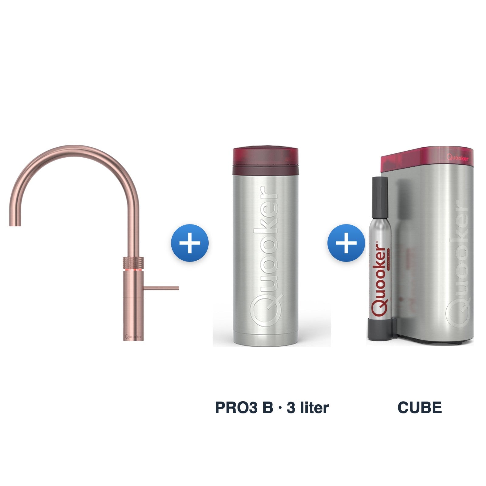 Quooker Fusion Round Rosé Koper met PRO3 B reservoir en CUBE