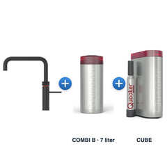 Quooker Fusion Square Mat Zwart met COMBI B reservoir en CUBE
