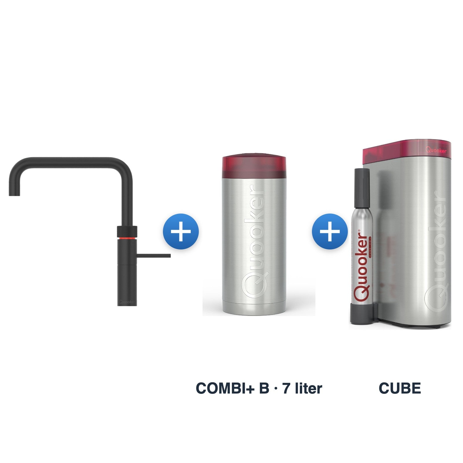 Quooker Fusion Square Mat Zwart met COMBI+ B reservoir en CUBE