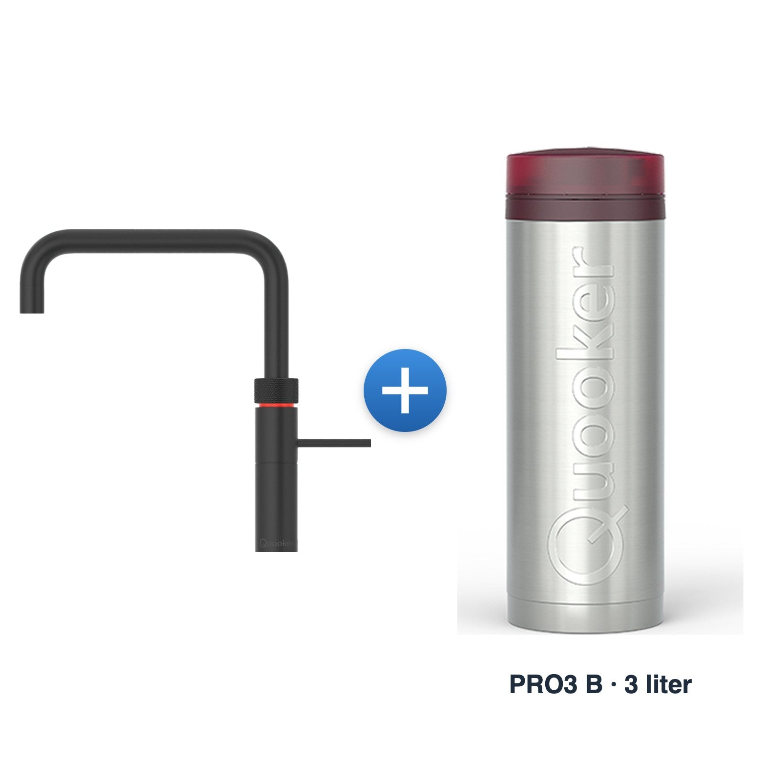 Quooker Fusion Square zwart met PRO3 B reservoir