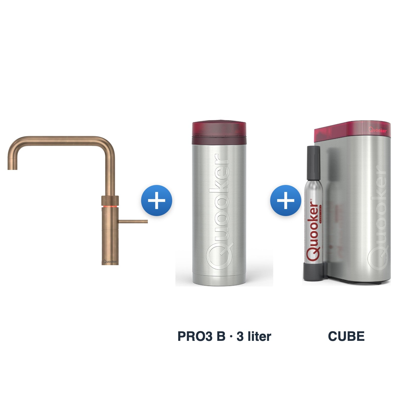 Quooker Fusion Square Messing Patina met PRO3 B reservoir en CUBE