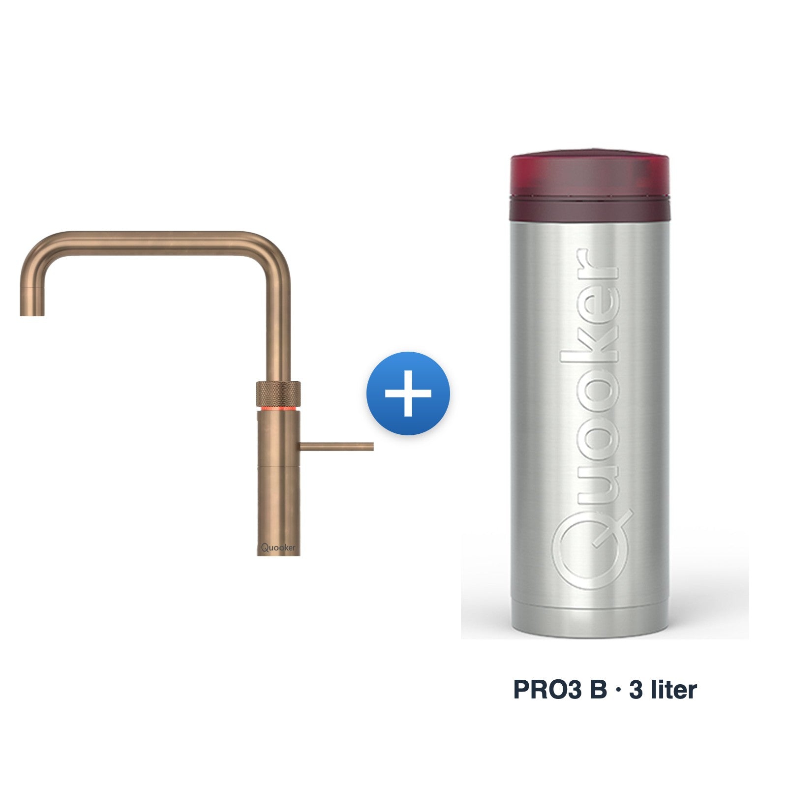 Quooker Fusion Square messing patina met PRO3 B reservoir