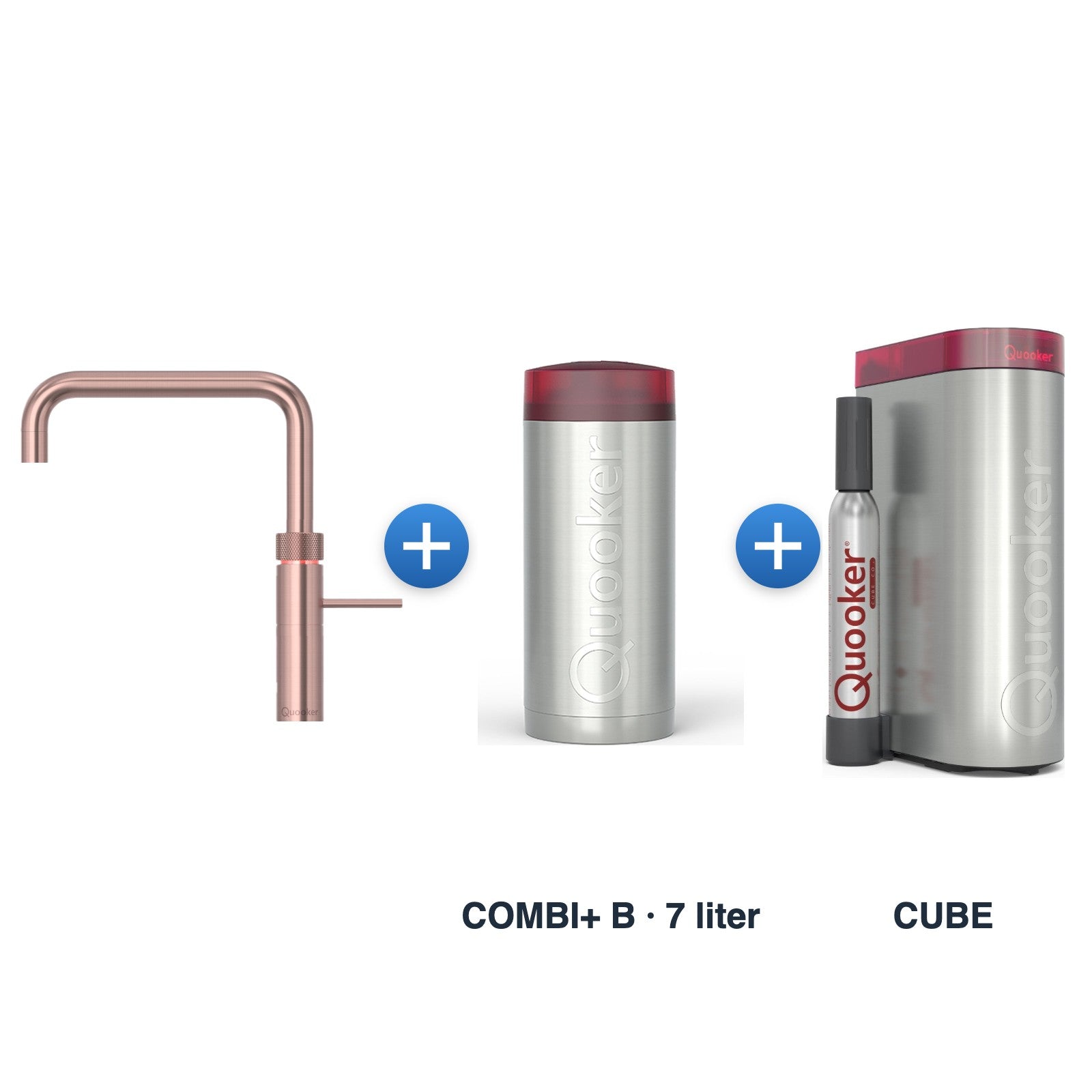 Quooker Fusion Square Rosé Koper met COMBI+ B reservoir en CUBE