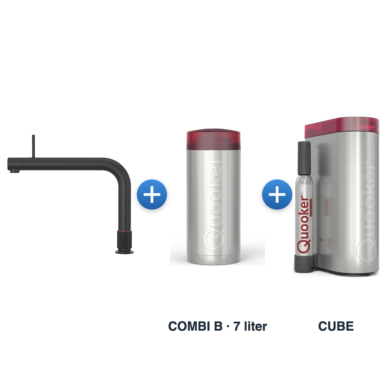 Quooker Front Mat Zwart met COMBI B-reservoir en CUBE