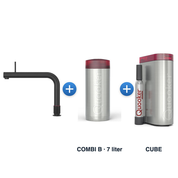 Quooker Front Mat Zwart met COMBI B-reservoir en CUBE