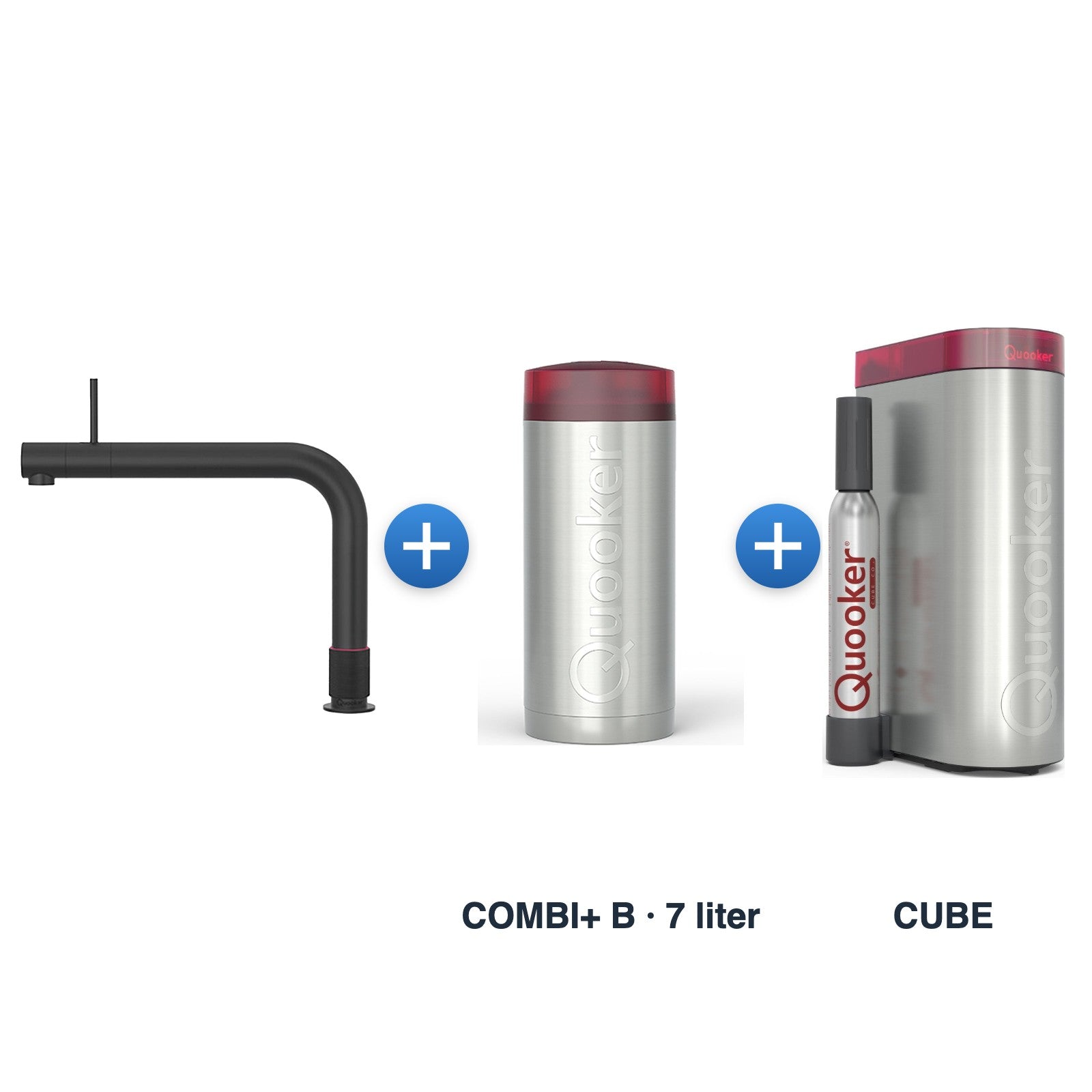 Quooker Front Mat Zwart met COMBI+ B-reservoir en CUBE