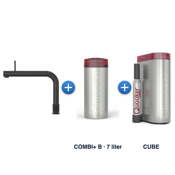Quooker Front Mat Zwart met COMBI+ B-reservoir en CUBE