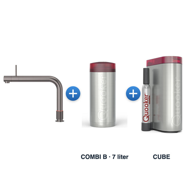 Quooker Front Gun Metal met COMBI B-reservoir en CUBE