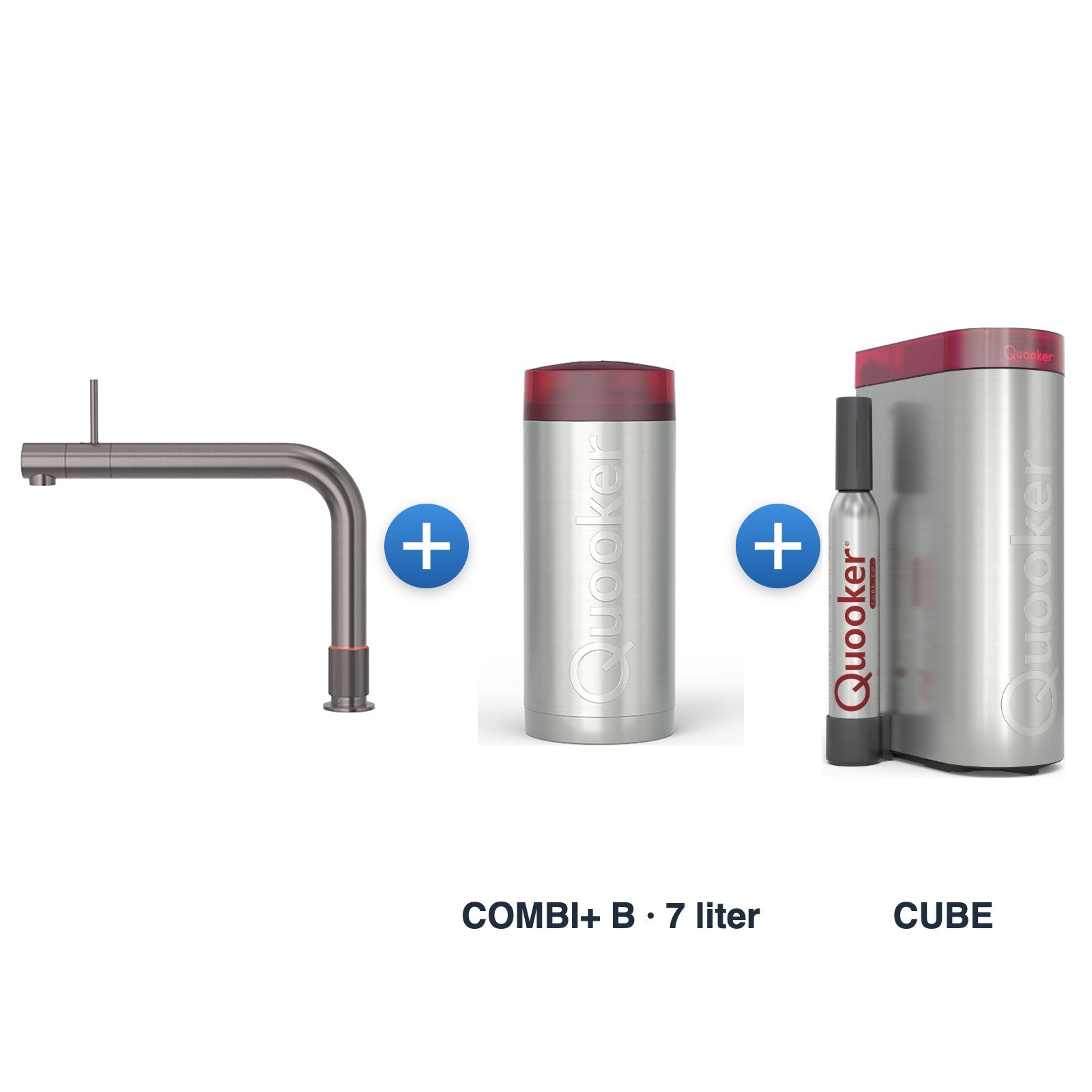 Quooker Front Gun Metal met COMBI+ B-reservoir en CUBE