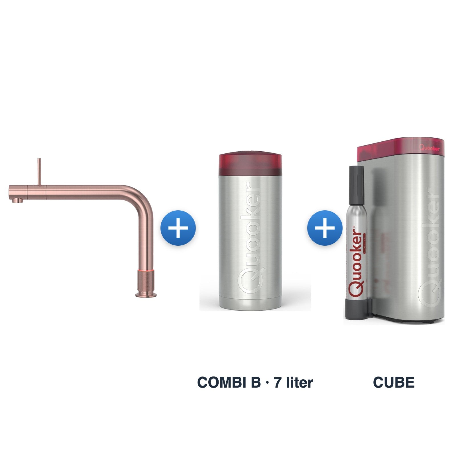 Quooker Front Rosé Koper met COMBI B-reservoir en CUBE
