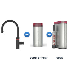 Quooker Flex Round Mat Zwart met COMBI B-reservoir en CUBE