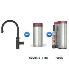 Quooker Flex Round Mat Zwart met COMBI+ B-reservoir en CUBE