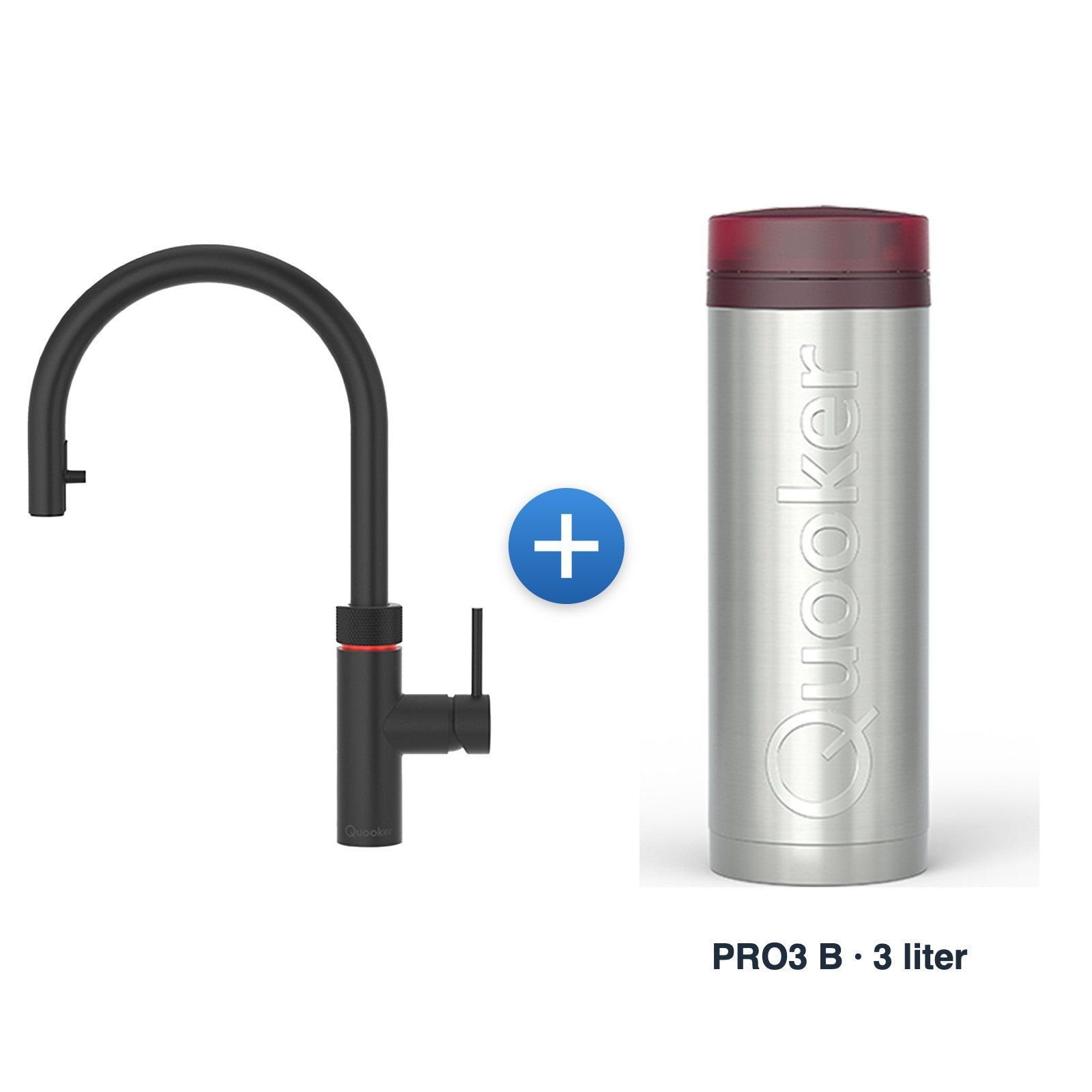 Quooker Flex Round Mat Zwart met PRO3 B-reservoir