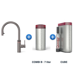 Quooker Flex Round Gun Metal met COMBI B-reservoir en CUBE