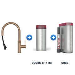 Quooker Flex Round Messing Patina met COMBI+ B-reservoir en CUBE