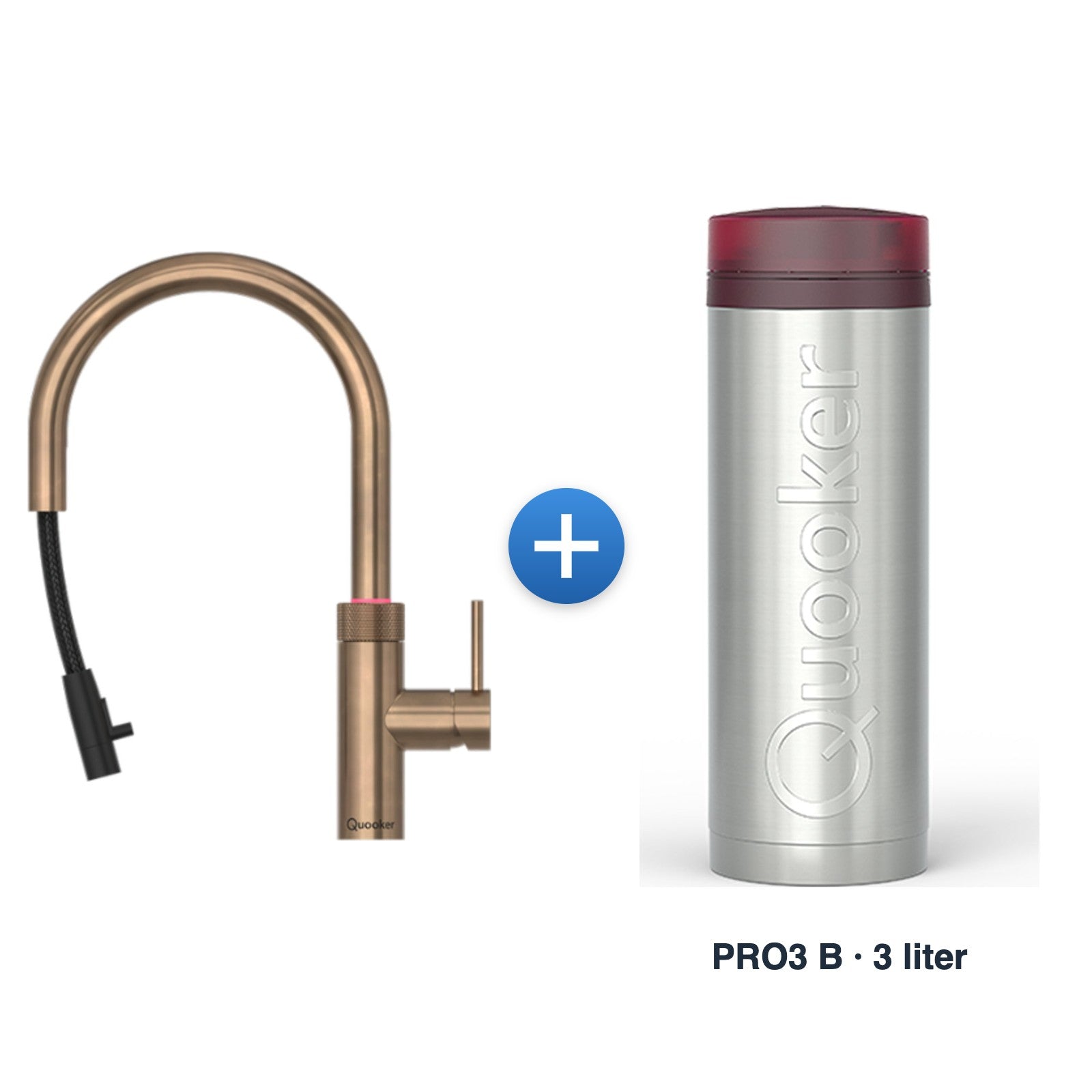 Quooker Flex Round Messing Patina met PRO3 B-reservoir