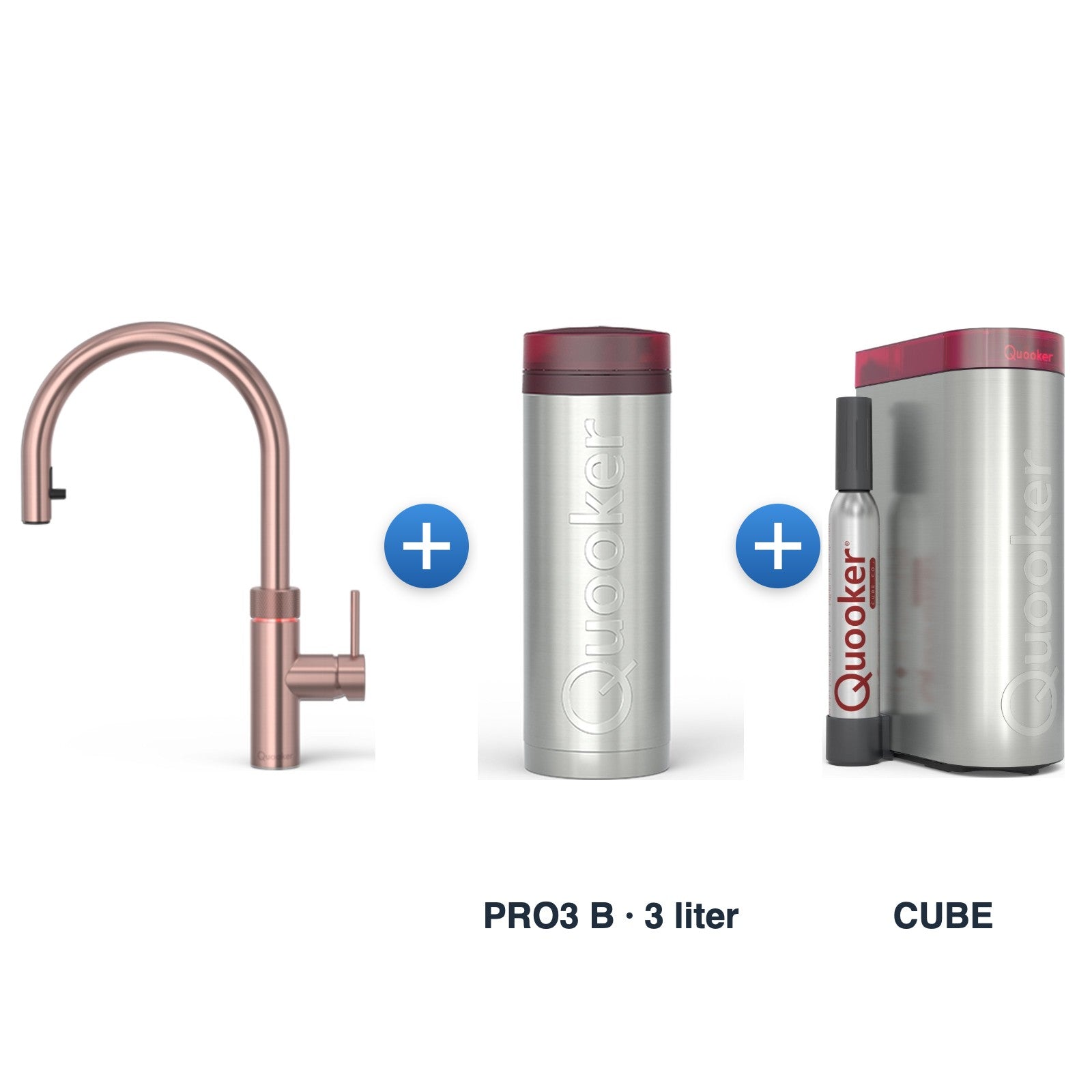 Quooker Flex Round Rosé Koper met PRO3 B-reservoir en CUBE