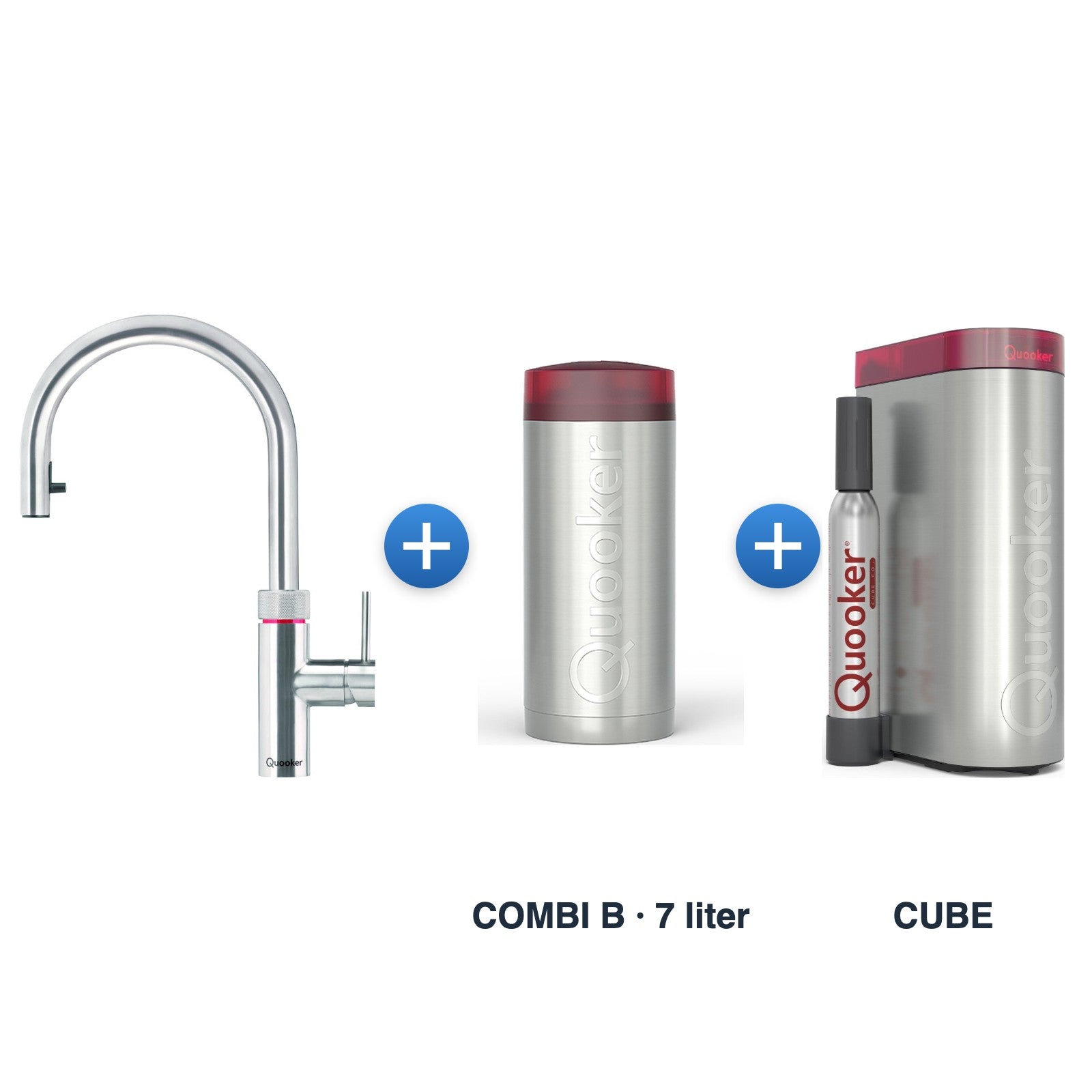 Quooker Flex Round RVS met COMBI B-reservoir en CUBE