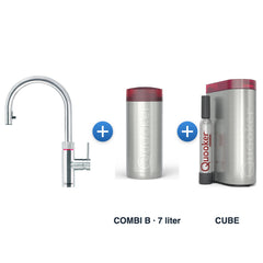 Quooker Flex Round RVS met COMBI B-reservoir en CUBE