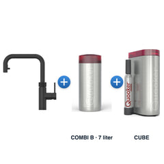 Quooker Flex Square Mat Zwart met COMBI B-reservoir en CUBE