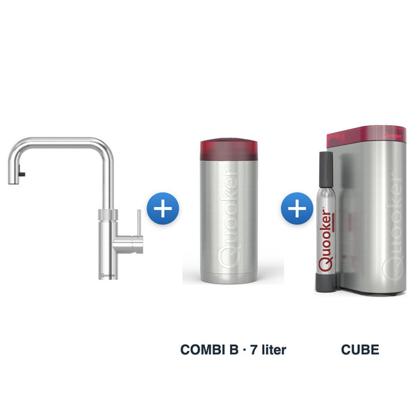 Quooker Flex Square Chroom met COMBI B-reservoir en CUBE