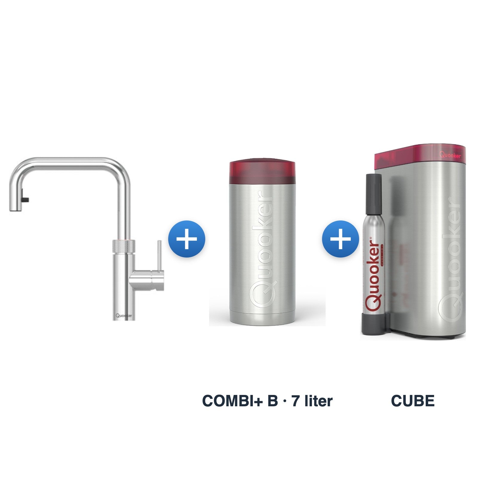 Quooker Flex Square Chroom met COMBI+ B-reservoir en CUBE
