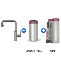 Quooker Flex Square Gun Metal met COMBI B-reservoir en CUBE