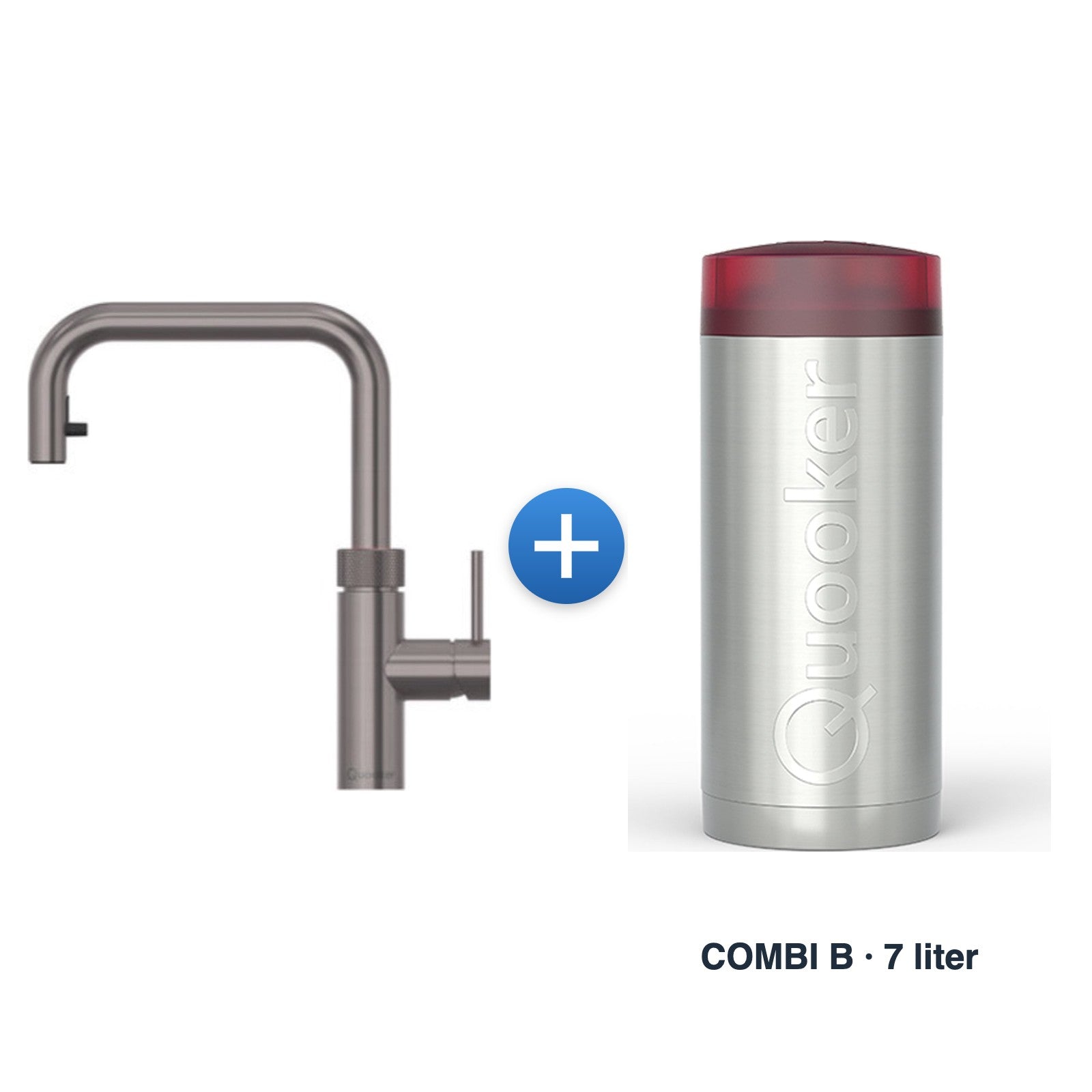 Quooker Flex Square Gun Metal met COMBI B-reservoir