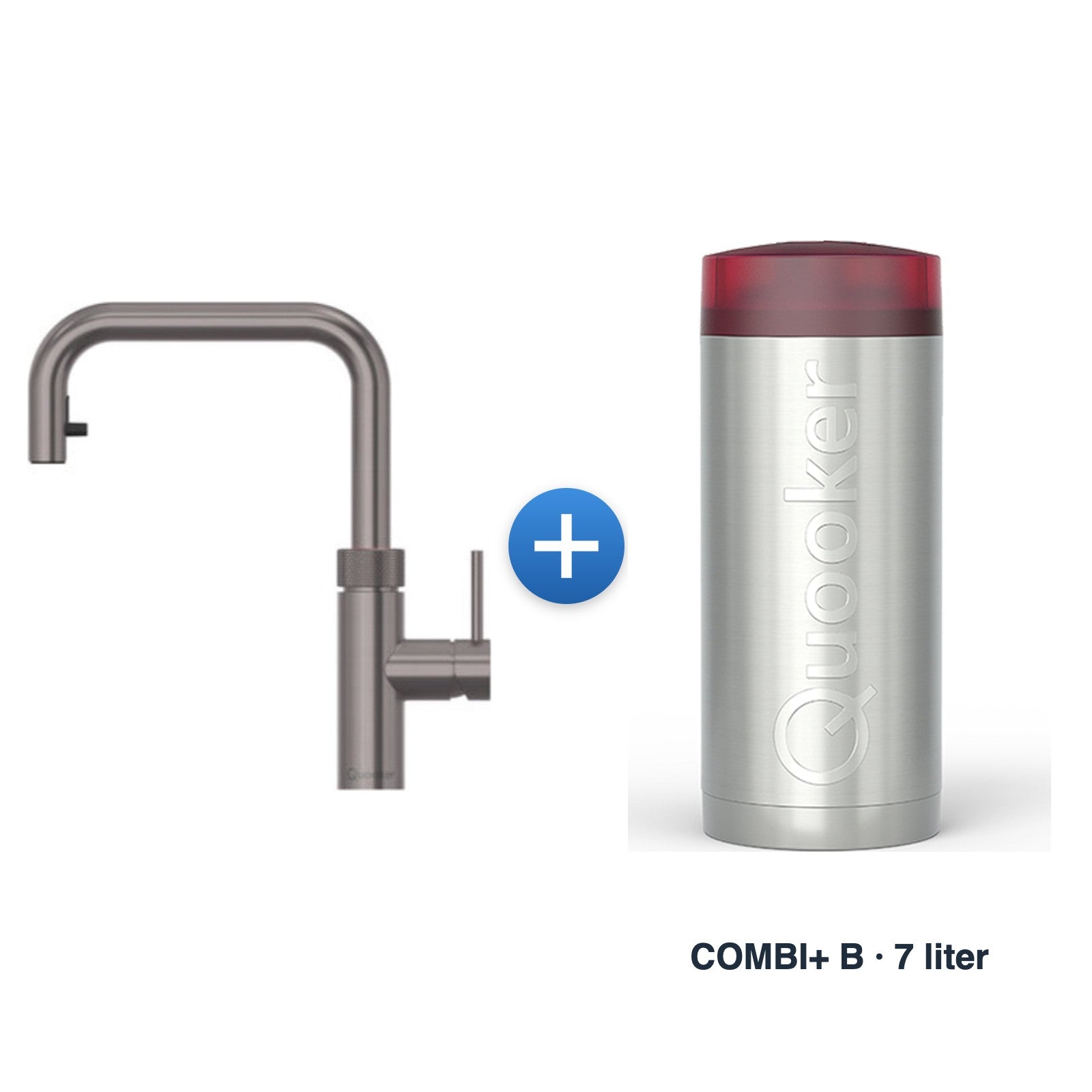 Quooker Flex Square Gun Metal met COMBI+ B-reservoir
