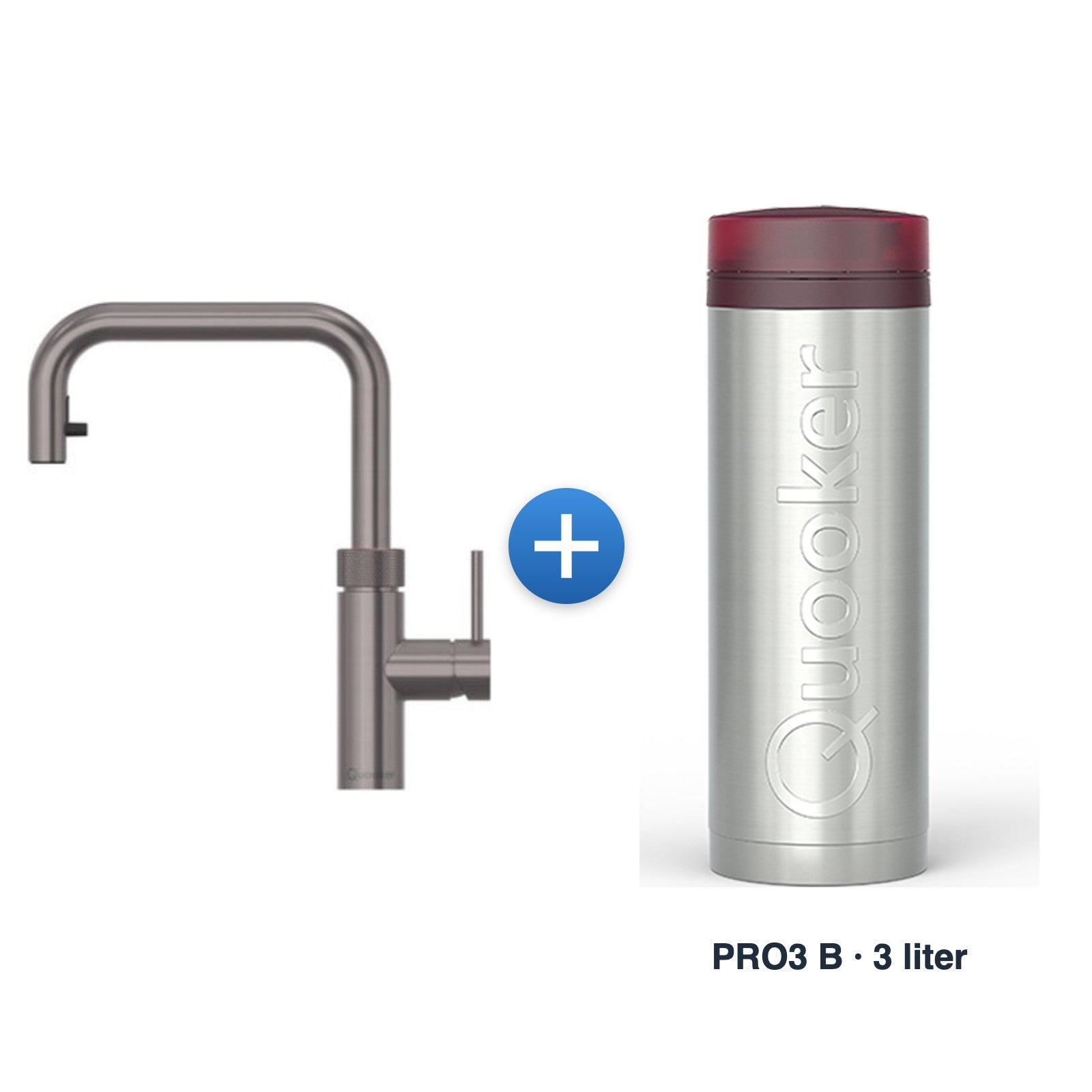 Quooker Flex Square Gun Metal met PRO3 B-reservoir