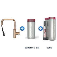 Quooker Flex Square Messing Patina met COMBI B-reservoir en CUBE
