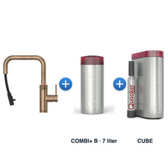 Quooker Flex Square Messing Patina met COMBI+ B-reservoir en CUBE