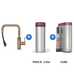 Quooker Flex Square Messing Patina met PRO3 B-reservoir en CUBE