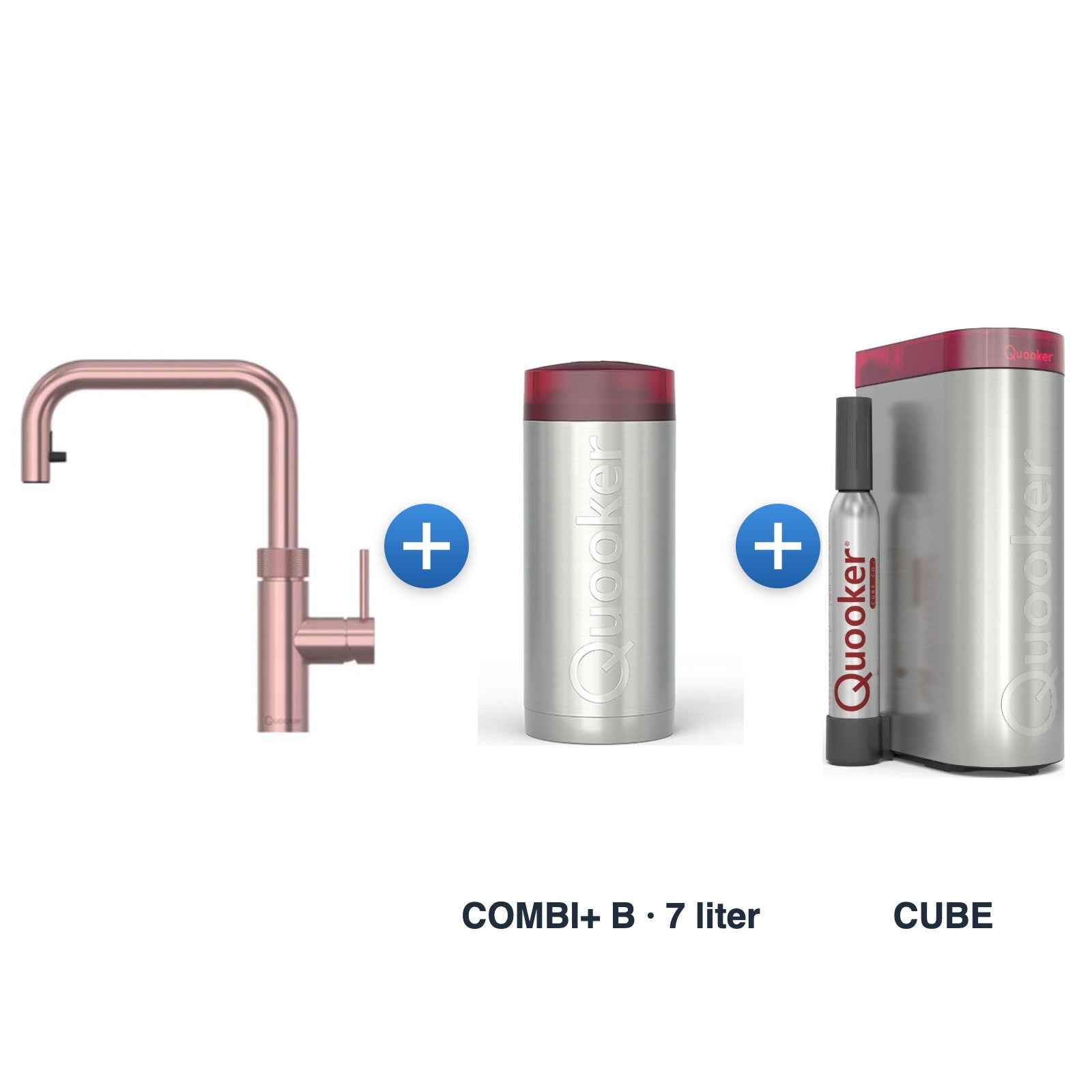 Quooker Flex Square Rosé Koper met COMBI+ B-reservoir en CUBE